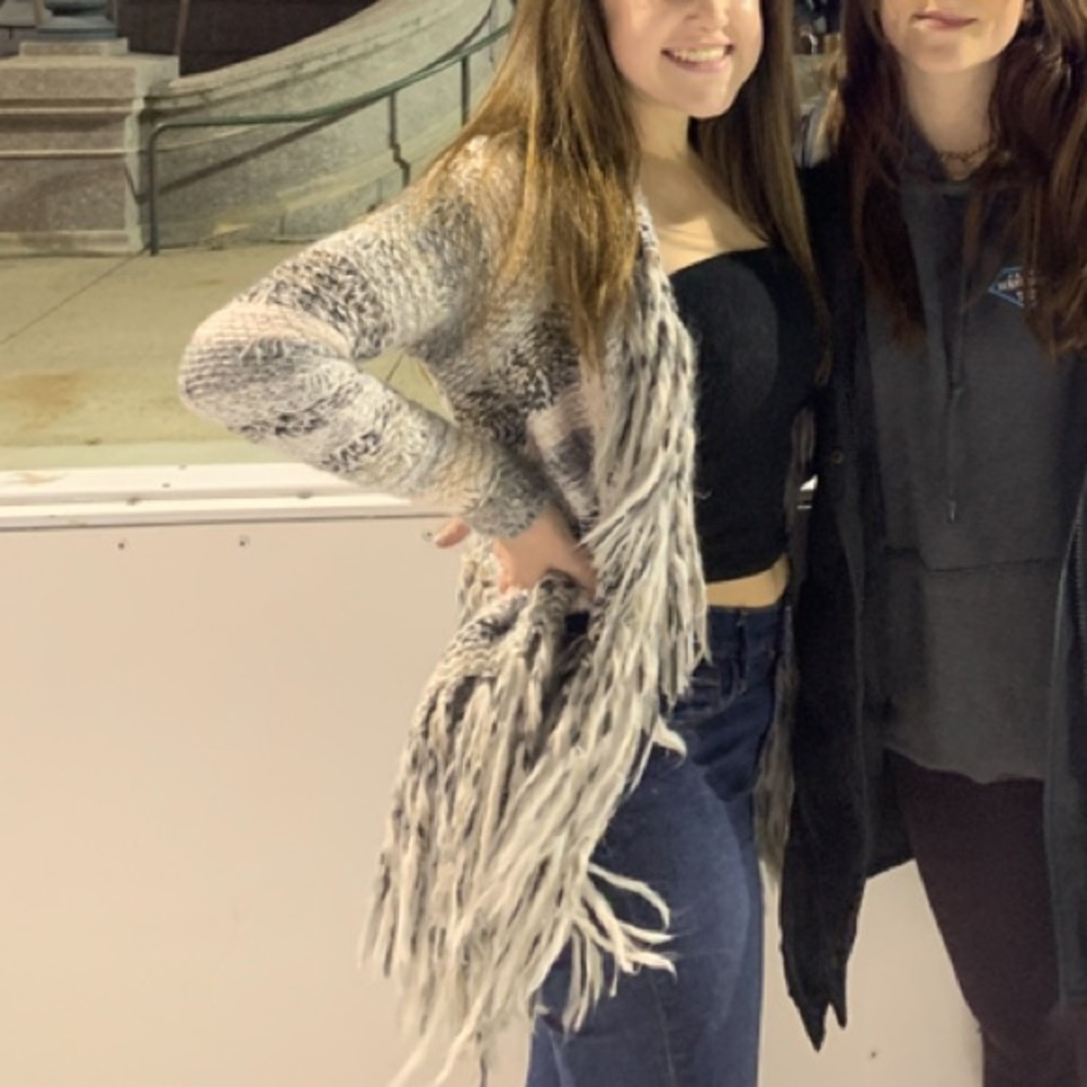 knit sweater with fringe